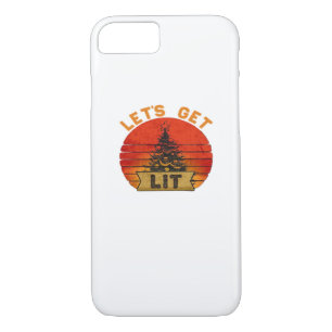 Let's Get Lit Funny Christmas Humor Quote Vintage iPhone 8/7 Case