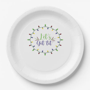 Let's Get Lit Funny Christmas Lights Festive Holid Paper Plates