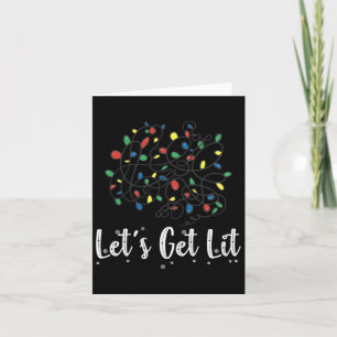 Let's Get Lit Funny Christmas Lights Pajamas For F Card