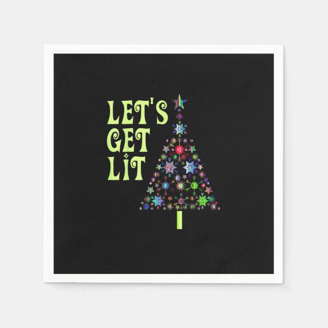 Let's Get Lit Funny Christmas Napkins (Front)