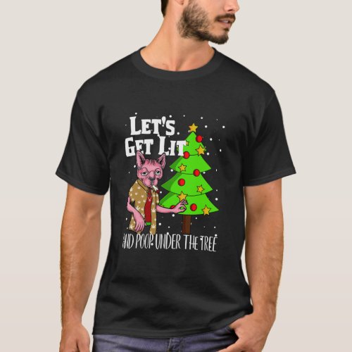 Lets Get Lit Funny Christmas Pajamas Stoner T_Shirt