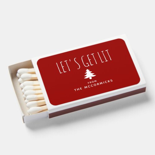 Lets Get Lit Funny Christmas Party Favor Custom Matchboxes