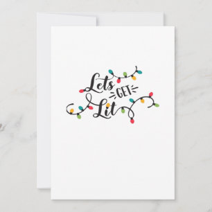 Let's Get Lit Funny Christmas Pun Classic Holiday Card
