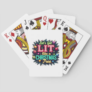 Let's Get Lit - Funny Christmas Pun Graphic Holid Poker Cards