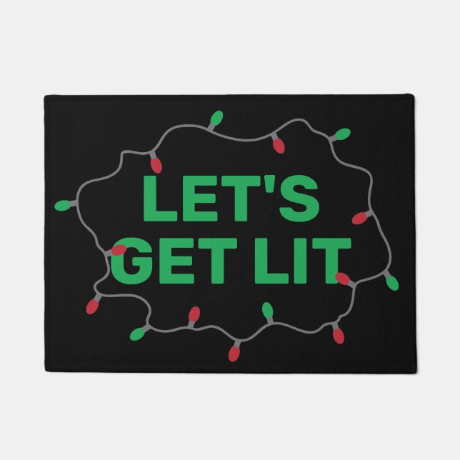 Lets Get Lit Funny Christmas Quote Doormat (Front)