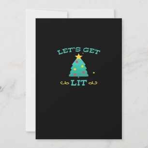 Let's Get Lit Funny Drunk Drinking Christmas Tree Holiday Card