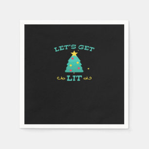 Let's Get Lit Funny Drunk Drinking Christmas Tree Napkins
