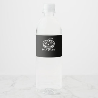 Let's Get Lit Funny Halloween Pumpkin For A Hallow Water Bottle Label