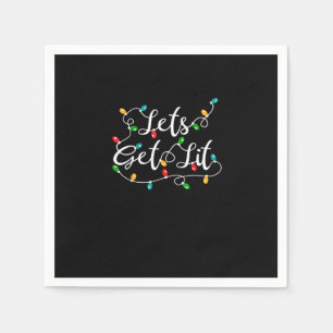 Let's Get Lit - Funny Xmas Holidays Christmas Napkins