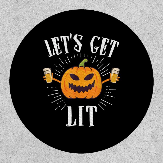 Let's Get Lit Halloween Beer Drinker Patch (Front)