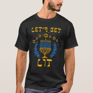 Let's Get Lit Hanukkah Jew Menorah Jewish Chanukk T-Shirt