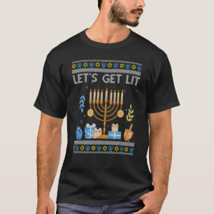 Let's Get Lit Hanukkah Jewish Menorah Chanukkah Sw T-Shirt