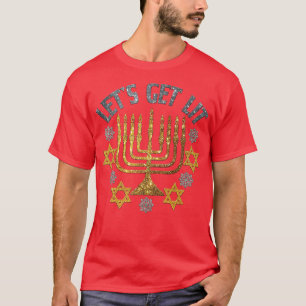 Let's Get Lit, Hanukkah, Men Women, Funny, Jewish  T-Shirt
