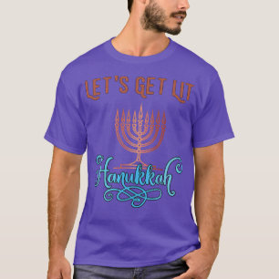 Let's Get Lit Hanukkah Pajamakah Menorah Nine Cand T-Shirt