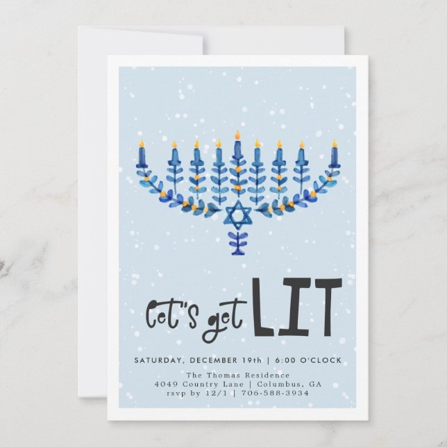 Let's Get Lit | Hanukkah Party Invitation (Front)