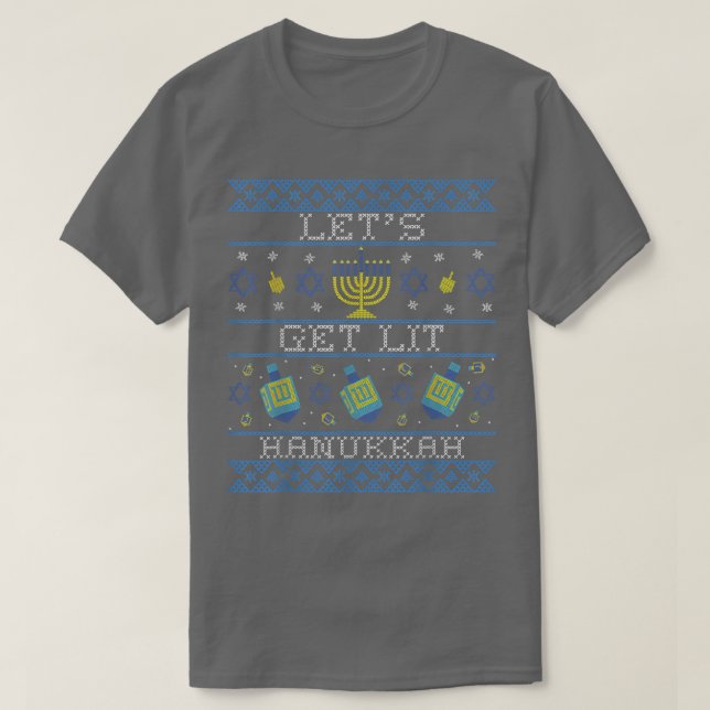 Let's Get Lit Hanukkah Ugly Christmas Sweater  (Design Front)