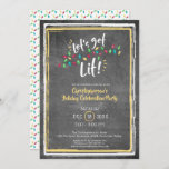 LET'S GET LIT | Holiday Lights | Chalkboard Party Invitation<br><div class="desc">A bright and festive design with traditionally colored holiday lights and the title LET'S GET LIT to invite your friends and family to your Christmas, New Year or holiday party. All text is editable. Contact the designer if you'd like the design modified or on another product to complete your party...</div>