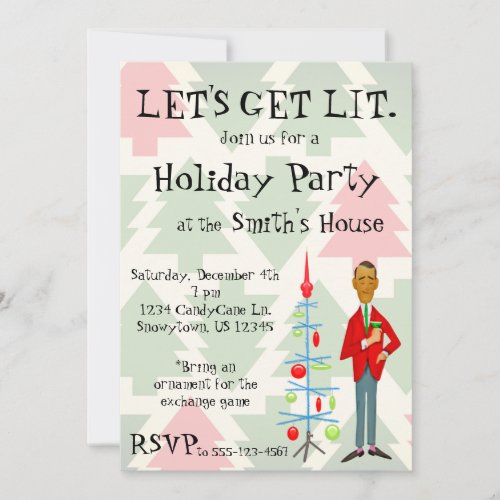 Lets Get Lit Holiday Party Invitation