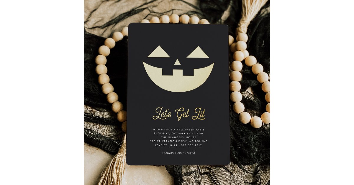 Let's Get Lit | Jack O'Lantern Halloween Party Foil Invitation | Zazzle