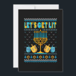 Lets Get Lit Menorah Hanukkah Funny Christmas Ugly Save The Date<br><div class="desc">This is a great gift for your family,  friends during Hanukkah holiday. They will be happy to receive this gift from you during Hanukkah holiday.</div>