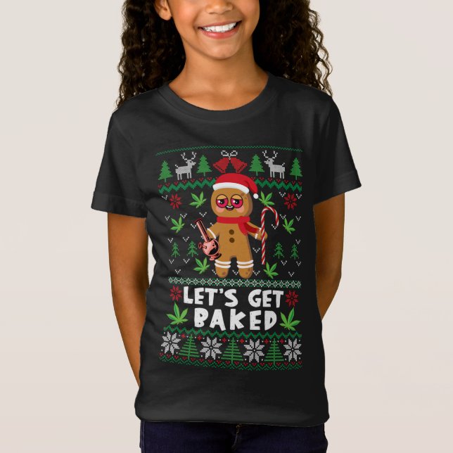 Lets Get Lit Menorah Hanukkah Funny Christmas Ugly T-Shirt (Front)