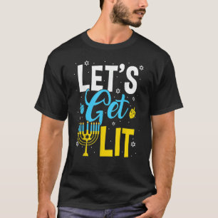 Let's Get Lit Menorah Hanukkah Jewish T-Shirt