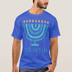 Let's Get Lit Menorah Jewish - Funny Ugly Hanukkah T-Shirt
