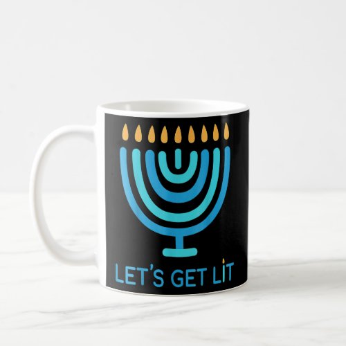 Lets Get Lit Menorah Jewish  Ugly Hanukkah Chanuk Coffee Mug