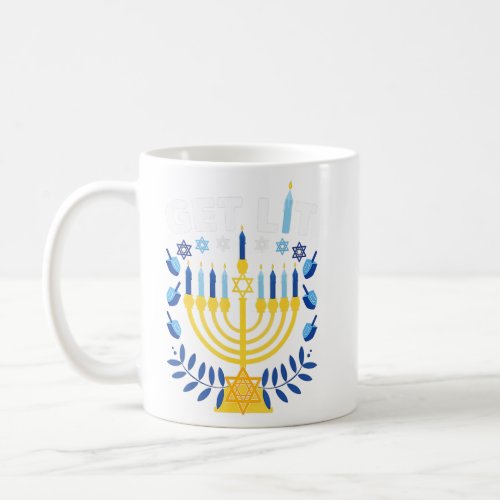 lets get lit menorah ugly  hanukkah chanukkah chri coffee mug