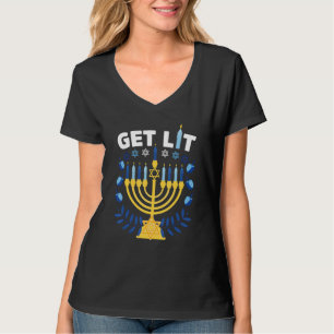 lets get lit menorah ugly  hanukkah chanukkah chri T-Shirt
