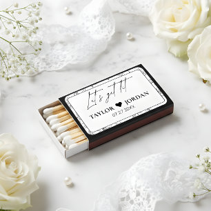 Let's Get Lit   Modern Botanical Wedding Favor  Matchboxes