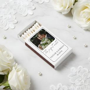 Let's Get Lit   Modern Custom Photo Wedding Favor  Matchboxes