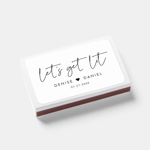 Lets get lit Modern minimalist wedding Matchboxes