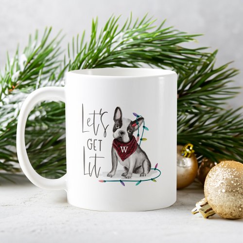 Lets Get Lit Naughty Dog Watercolor Bulldog Coffee Mug