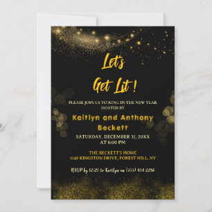 Let's Get Lit   New Year's Eve Party  Invitation