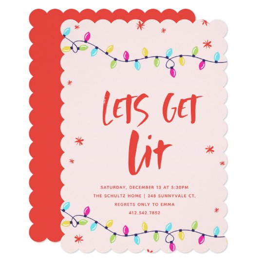 Lets Get Lit New Years Party Invitation | Zazzle.com