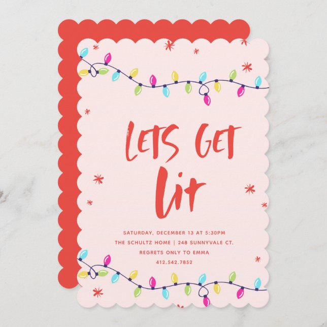 Lets Get Lit New Years Party Invitation (Front/Back)
