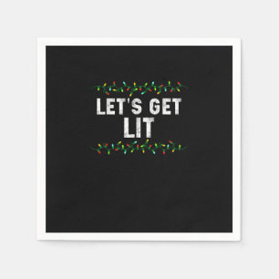 Let's Get Lit Pajamas Funny Cute Lights Christmas  Napkins