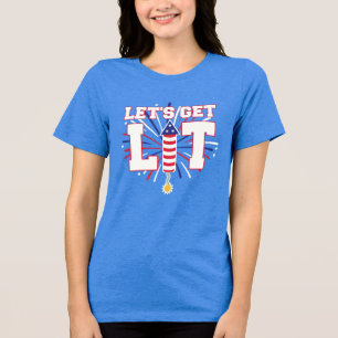 LET'S GET LIT Patriotic Firecracker Fireworks Tri-Blend Shirt