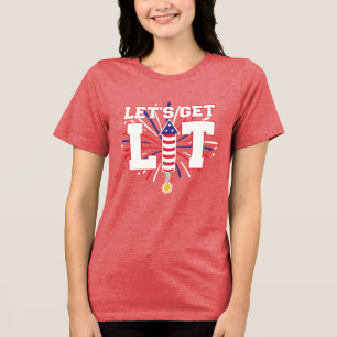 LET'S GET LIT Patriotic Firecracker Fireworks Tri-Blend Shirt