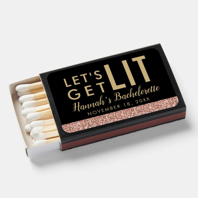Let's Get Lit Personalized Bachelorette Matchboxes (Front Open)