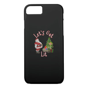 Let's Get Lit Santa Christmas Tree Design iPhone 8/7 Case