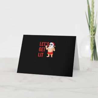 Let's Get Lit Santa Funny Christmas Card