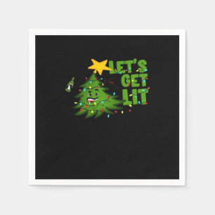 Let's Get Lit Tipsy Christmas Tree Funny Essential Napkins