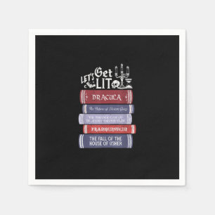 Let's Get Lit - Vintage Horror Book Lover Bookworm Napkins