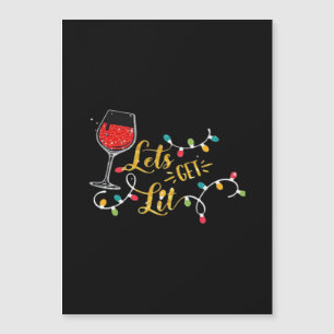 Let's Get Lit Wine Glasses Christmas Lights Drinki