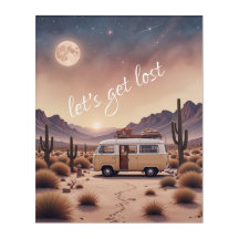 "Let's Get Lost - Boho Desert Camper Van Art"