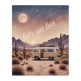 "Let's Get Lost - Boho Desert Camper Van Art" Acrylic Print