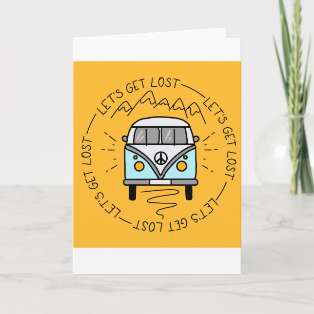 Let's Get Lost Camping Mountains Letterpress Thank You Card (Front)