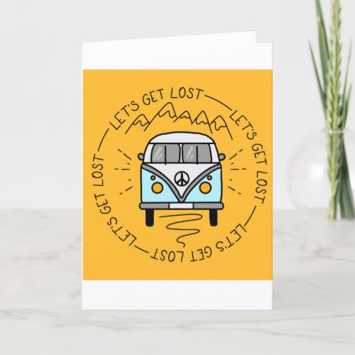 Lets Get Lost Camping Mountains Thank You Card